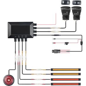 Universal ATV UTV SXS LED Turn Signal Light Kit, Street Legal with Rocker Brake Tail Light Horn Kit, Compatible with Polaris, 2023, 24.0 Volts, Clear