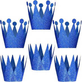 Pink King Princess Queen Birthday Crown Party Hats Decorations Supplies for Kids Women, 6 pcs