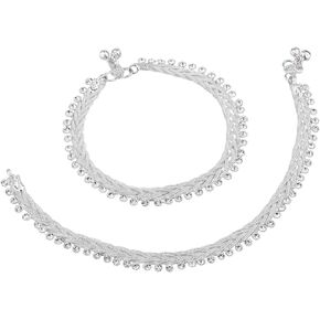 Efulgenz Indian Silver Tone Jewelry Crystal Boho Anklets Bracelet Payal Anklet Set for Women