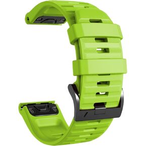 26mm watch band compatible with garmin fenix 5x 6x Pro 7x 3 hr rugged silicone quick fit 26 strap replacement for Epix Pro Gen 2 51mm Enduro 2 Descent Mk2 Mk2i Mk3i tactix men women Lime Green