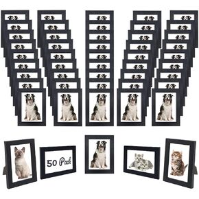Set of 50 Picture Frame Bulk Photo Frames with Mat Wall Mounting Simple Photo Frames Multi Picture Frames for Wall or Tabletop, 5x7 inch Black