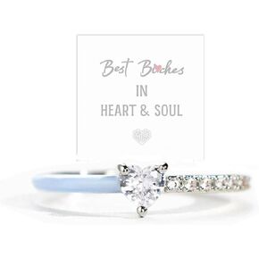 Best BiChes Matching Half Enamel Heart-Cut Rings, Love Me Until I'M Me Again Enamel Ring Open Adjustable Self Love Rings Inspirational Jewelry Friendship Ring for Women Sorority Sisters Best Friends