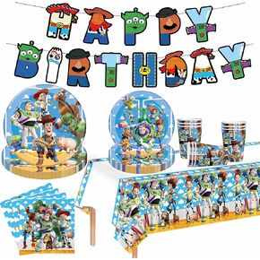 60PCS Toy Birthday Party Supplies - Disposable Story Paper Cake Plates Napkins and Cups Party Decorations for Boys Girl Birthday Decor, Serves 20 Guests in Kuwait