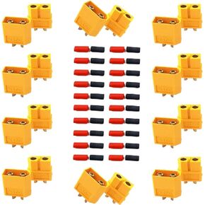 Xt60 Connectors, 10 Pairs Xt60 Plug,Suitable for Remote Control Lithium Polymer Battery Power Plugs, Xt60 Male and Female Bullet Connectors Power Connectors