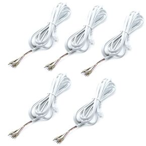 Sscon 5Pcs 6P4C RJ11 to 4 Spade Lug Telephone Cord Cable Connector (White 6.6Ft)