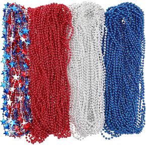 Batiyeer 500 جهاز كمبيوتر شخصى الرابع من يوليو الخرز قلادة السائبة قلادة حزب يوم الاستقلال الأحمر الأزرق الفضة الوطنية ماردي غرا الخرز نجمة الخرزة القلائد ل4 يوليو يوم الاستقلال العرض الوطني in Kuwait