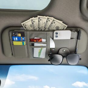 2Pcs Visor Organizer Car Visor Organizer. sun visor organizer for Cars-Cards. Pens. Sunglasses and Document Pockets (Black (black and gray)