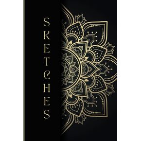 Sketch Book: Sketchbook For Artist Drawing Blank Paper Pad 6" x 9" - Notebook 150 Pages Blank Paper Book For All Ages Gold Mandala