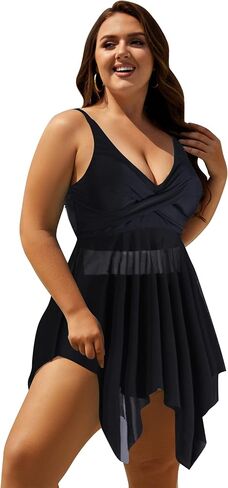 ملابس سباحة نسائية مقاس كبير تانكيني مع شورتات سباحة لباس سباحة منتفخ مع تحكم في البطن مكون من قطعتين لباس سباحة in Kuwait