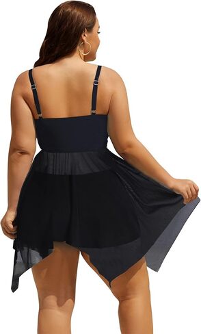 ملابس سباحة نسائية مقاس كبير تانكيني مع شورتات سباحة لباس سباحة منتفخ مع تحكم في البطن مكون من قطعتين لباس سباحة in Kuwait