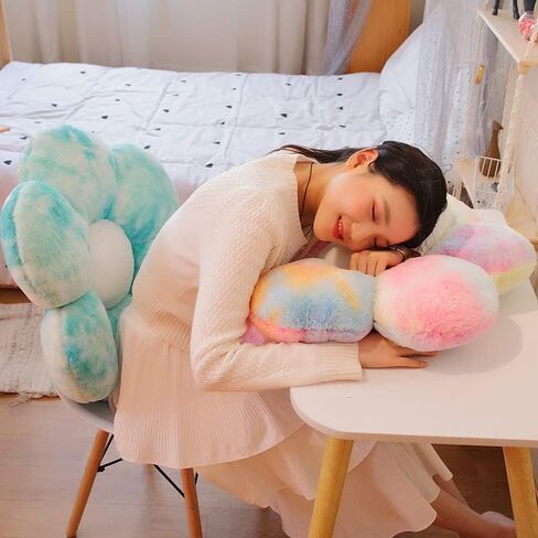 Flower Pillow Shaped Throw Pillow Smile Daisy Pillow Plant Blue Smiley Face Pillows Aesthetic Room Floor Cushion Decor for Teen Girls Sofa Bedroom Kids' Throw Pillows 17" in Saudi Arabia