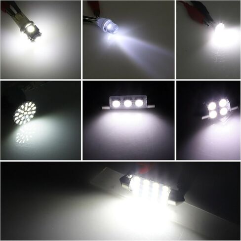 مجموعة كومبو LED للوحة الترخيص مكونة من 28 قطعة، ضوء داخلي T10/31 مم/36 مم/41 مم/1157 ضوء مؤشر العرض، ضوء قراءة ذو طرف مزدوج، مناسب للسيارات والشاحنات وسيارات الدفع الرباعي وRVs (الضوء الأبيض) in Kuwait