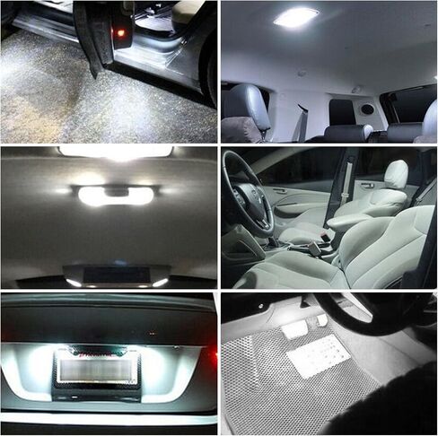 مجموعة كومبو LED للوحة الترخيص مكونة من 28 قطعة، ضوء داخلي T10/31 مم/36 مم/41 مم/1157 ضوء مؤشر العرض، ضوء قراءة ذو طرف مزدوج، مناسب للسيارات والشاحنات وسيارات الدفع الرباعي وRVs (الضوء الأبيض) in Kuwait