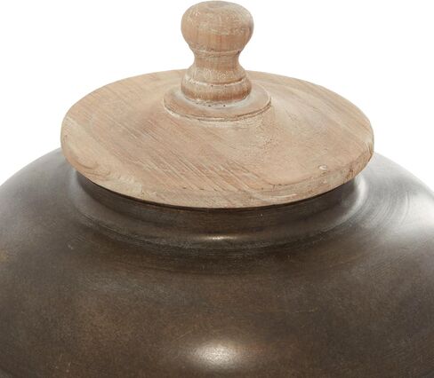 Deco 79 Metal Decorative Decorative Jars Decorative Container with Wood Lids, Decorative Keepsake Box 12" x 12" x 14", Brown in Saudi Arabia