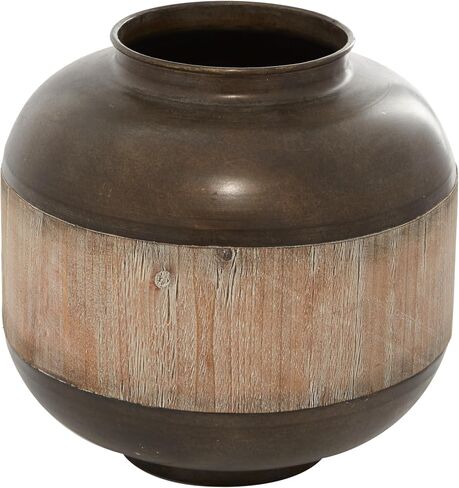 Deco 79 Metal Decorative Decorative Jars Decorative Container with Wood Lids, Decorative Keepsake Box 12" x 12" x 14", Brown in Saudi Arabia