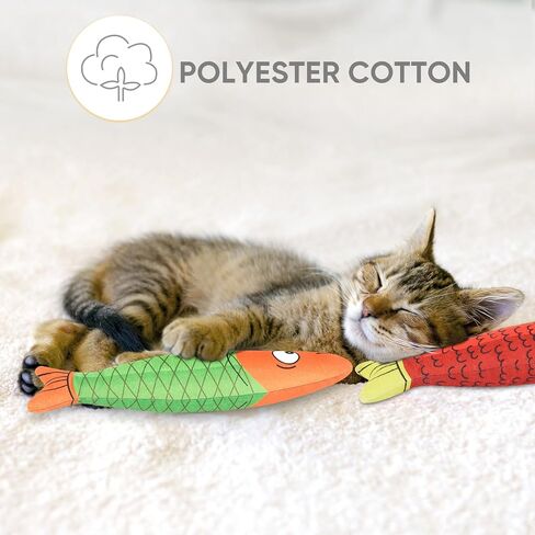 3PCS Catnip Toy, Bite Resistant Cat Toys Fish with Bell Inside, Interactive Kitten Exercise Kicker Toys for Indoor Cats in Kuwait