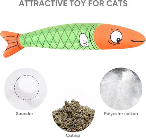 3PCS Catnip Toy, Bite Resistant Cat Toys Fish with Bell Inside, Interactive Kitten Exercise Kicker Toys for Indoor Cats in Kuwait