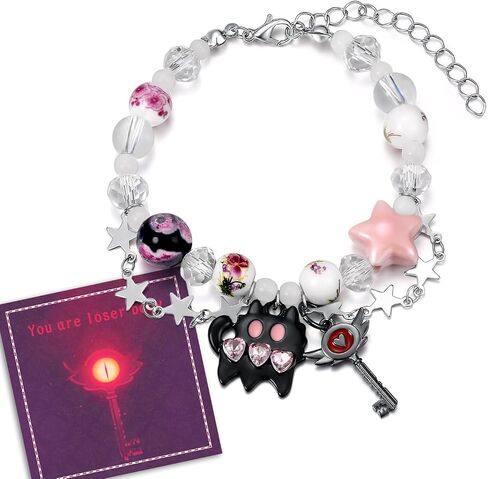 Hazbin Key Pendant Bracelet-Loser Baby BBF Matching Hazbin Cat Bracelet For Girls-Anime Inspired Cosplay Costume Bracelets For Hazbin Fans-Friendship Bracelets For Best Friend in Saudi Arabia