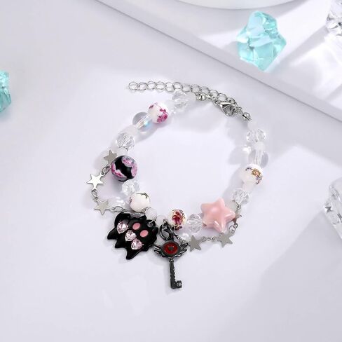 Hazbin Key Pendant Bracelet-Loser Baby BBF Matching Hazbin Cat Bracelet For Girls-Anime Inspired Cosplay Costume Bracelets For Hazbin Fans-Friendship Bracelets For Best Friend in Saudi Arabia