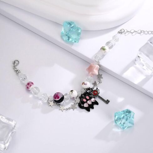 Hazbin Key Pendant Bracelet-Loser Baby BBF Matching Hazbin Cat Bracelet For Girls-Anime Inspired Cosplay Costume Bracelets For Hazbin Fans-Friendship Bracelets For Best Friend in Saudi Arabia