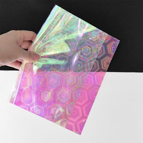HYANG Transparent PVC Fragments Clear Holographic Vinyl Faux Leather Sheets 1 Roll 12" x 53" (30cm x 135cm) for DIY Bows Earrings Bags DIY Crafts Making in Saudi Arabia