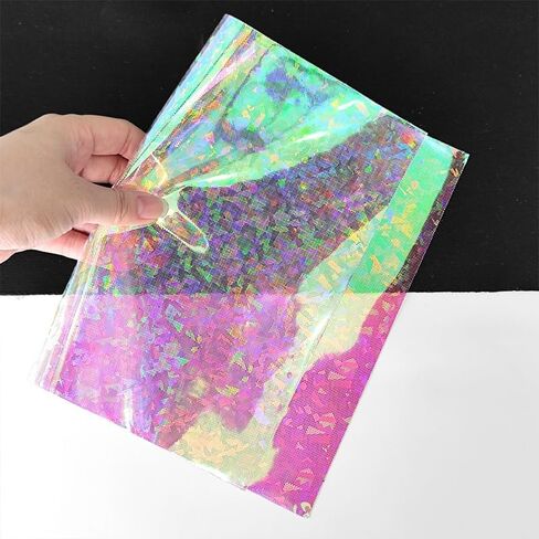 HYANG Transparent PVC Fragments Clear Holographic Vinyl Faux Leather Sheets 1 Roll 12" x 53" (30cm x 135cm) for DIY Bows Earrings Bags DIY Crafts Making in Saudi Arabia