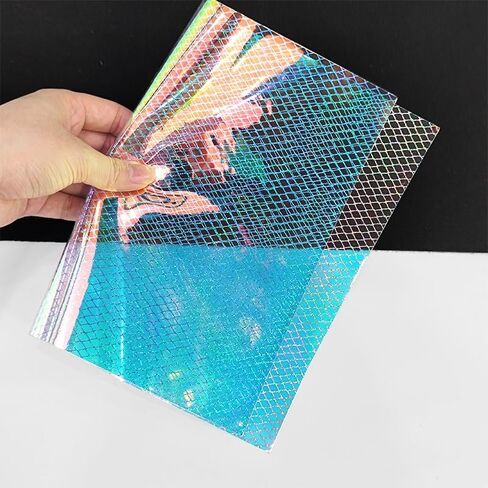 HYANG Transparent PVC Fragments Clear Holographic Vinyl Faux Leather Sheets 1 Roll 12" x 53" (30cm x 135cm) for DIY Bows Earrings Bags DIY Crafts Making in Saudi Arabia