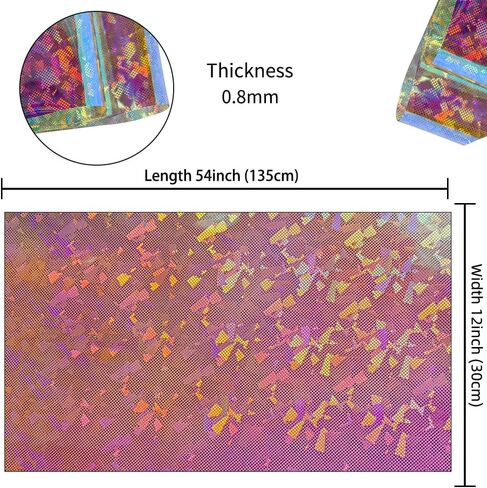 HYANG Transparent PVC Fragments Clear Holographic Vinyl Faux Leather Sheets 1 Roll 12" x 53" (30cm x 135cm) for DIY Bows Earrings Bags DIY Crafts Making in Saudi Arabia