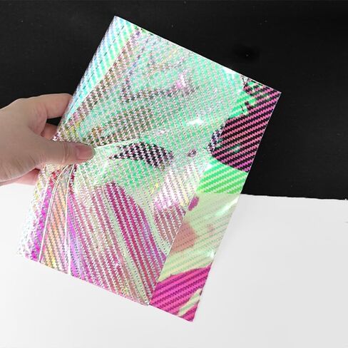 HYANG Transparent PVC Fragments Clear Holographic Vinyl Faux Leather Sheets 1 Roll 12" x 53" (30cm x 135cm) for DIY Bows Earrings Bags DIY Crafts Making in Saudi Arabia