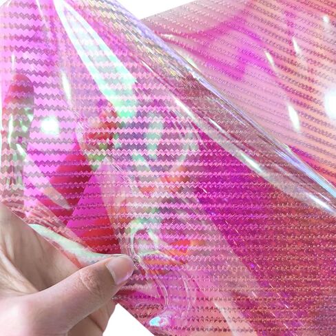 HYANG Transparent PVC Fragments Clear Holographic Vinyl Faux Leather Sheets 1 Roll 12" x 53" (30cm x 135cm) for DIY Bows Earrings Bags DIY Crafts Making in Saudi Arabia