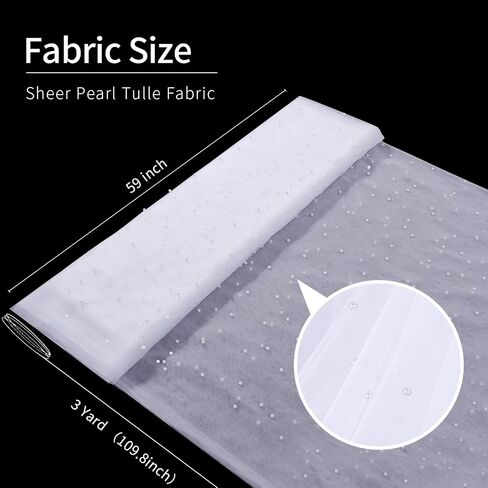 White Pearl Tulle Fabric 3 Yard Sheer Mesh Fabric Bridal Veil Wedding Table Decorations for Wedding Sweetheart Sewing DIY Crafts Gowns Crafts in Saudi Arabia