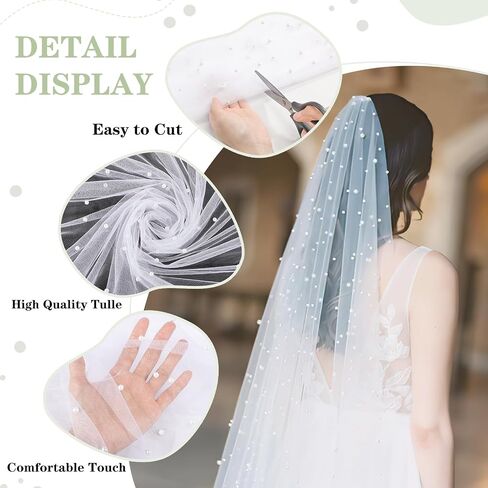 White Pearl Tulle Fabric 3 Yard Sheer Mesh Fabric Bridal Veil Wedding Table Decorations for Wedding Sweetheart Sewing DIY Crafts Gowns Crafts in Saudi Arabia