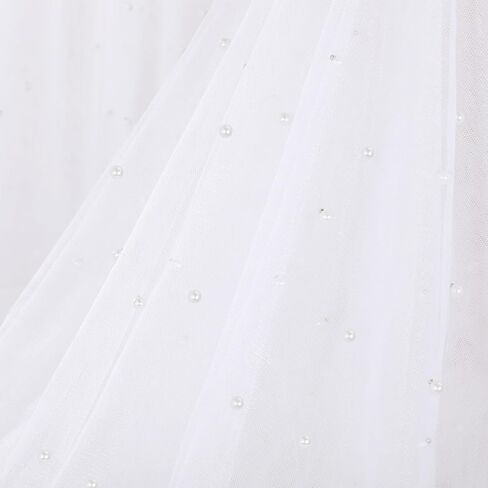 White Pearl Tulle Fabric 3 Yard Sheer Mesh Fabric Bridal Veil Wedding Table Decorations for Wedding Sweetheart Sewing DIY Crafts Gowns Crafts in Saudi Arabia