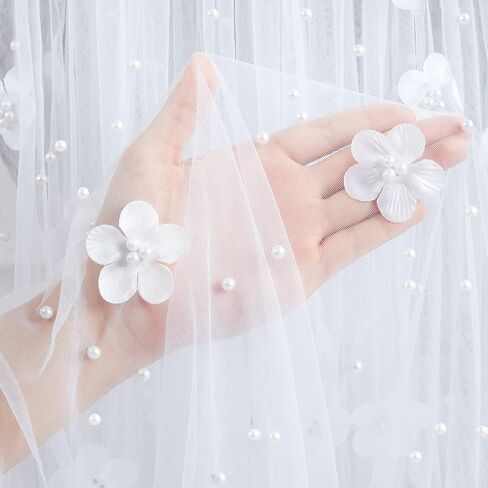 White Pearl Tulle Fabric 3 Yard Sheer Mesh Fabric Bridal Veil Wedding Table Decorations for Wedding Sweetheart Sewing DIY Crafts Gowns Crafts in Saudi Arabia