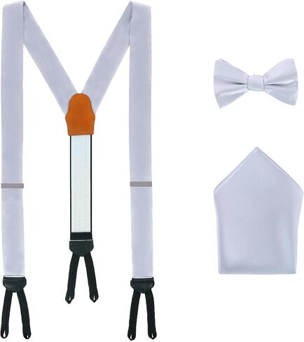 Trafalgar Sutton Solid Color Silk Brace Bow Tie & Pocket Square Combo in Saudi Arabia