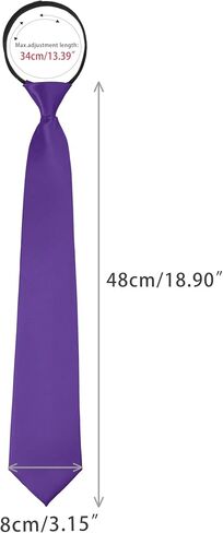 Solid Color Tie, Satin Shine Pretied Knot, Zipper Ties for Men Formal Casual in Kuwait