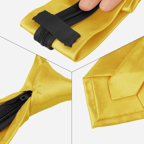 Solid Color Tie, Satin Shine Pretied Knot, Zipper Ties for Men Formal Casual in Kuwait