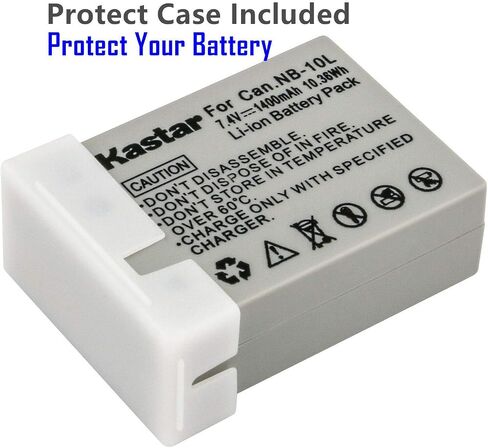 بطارية Kastar قطعة واحدة وشاحن حائط تيار متردد بديل لبطارية Canon NB-10L NB10L، بطارية NB-10LH NB10LH، شاحن Canon CB-2LC، Canon PowerShot SX40 HS، PowerShot SX50 HS، كاميرات PowerShot SX60 HS in Kuwait