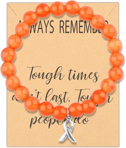 Orange Awareness Ribbon Charm Bracelet Kidney Cancer Leukemia Multiple Sclerosis Awareness Jewelry in Saudi Arabia