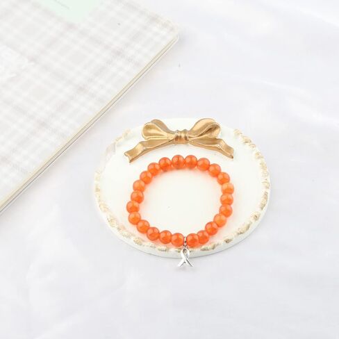 Orange Awareness Ribbon Charm Bracelet Kidney Cancer Leukemia Multiple Sclerosis Awareness Jewelry in Saudi Arabia