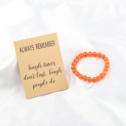 Orange Awareness Ribbon Charm Bracelet Kidney Cancer Leukemia Multiple Sclerosis Awareness Jewelry in Saudi Arabia