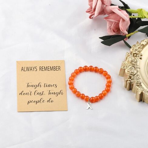 Orange Awareness Ribbon Charm Bracelet Kidney Cancer Leukemia Multiple Sclerosis Awareness Jewelry in Saudi Arabia