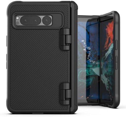 حافظة متينة 2 في 1 لهاتف Google Pixel Fold مع واقي شاشة زجاجي مدمج وحافظة حزام من النايلون in Saudi Arabia