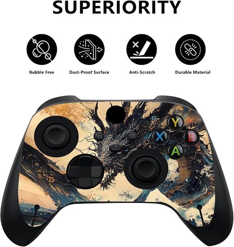 PlayVital Tempest Dragon Custom Vinyl Skins for Xbox Core Wireless Controller, Wrap Decal Cover Stickers for Xbox Series X Console Controller in Saudi Arabia