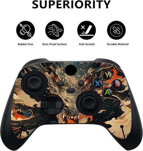 PlayVital Tempest Dragon Custom Vinyl Skins for Xbox Core Wireless Controller, Wrap Decal Cover Stickers for Xbox Series X Console Controller in Saudi Arabia