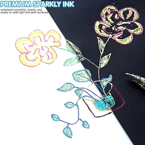 Marte Vanci Glitter Gel Pen, 18 Colors Metallic Rollerball Gel Pen Set, 1mm Bullet Tip Sparkling Colors Pens for All Ages, Coloring Journaling Cards Calligraphy Drawing Scrapbook in Saudi Arabia