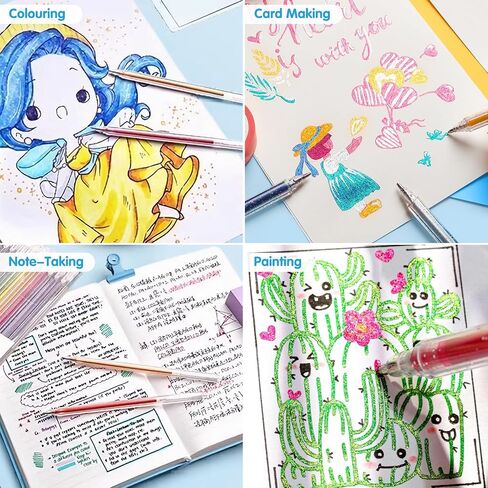 Marte Vanci Glitter Gel Pen, 18 Colors Metallic Rollerball Gel Pen Set, 1mm Bullet Tip Sparkling Colors Pens for All Ages, Coloring Journaling Cards Calligraphy Drawing Scrapbook in Saudi Arabia