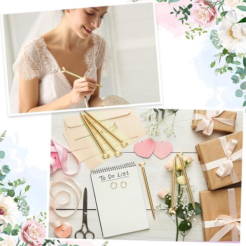 Thenshop 24 Pcs Heart Shaped Pens Retractable Metal Cute Pens 1.0 mm Black Ink Ballpoint Decorative Pens Engagement Gifts for Women School Office Wedding Bridal Shower Baby Shower(Gold) in Saudi Arabia