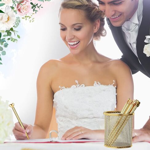 Thenshop 24 Pcs Heart Shaped Pens Retractable Metal Cute Pens 1.0 mm Black Ink Ballpoint Decorative Pens Engagement Gifts for Women School Office Wedding Bridal Shower Baby Shower(Gold) in Saudi Arabia