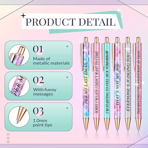 Glenmal 12 Pieces Glitter Funny Word Ballpoint Pens Funny Negative Pens for Adults Novelty Fun Humorous Sayings Office Supplies for Co Worker Colleague Office Supplies(Office Negative) in Saudi Arabia